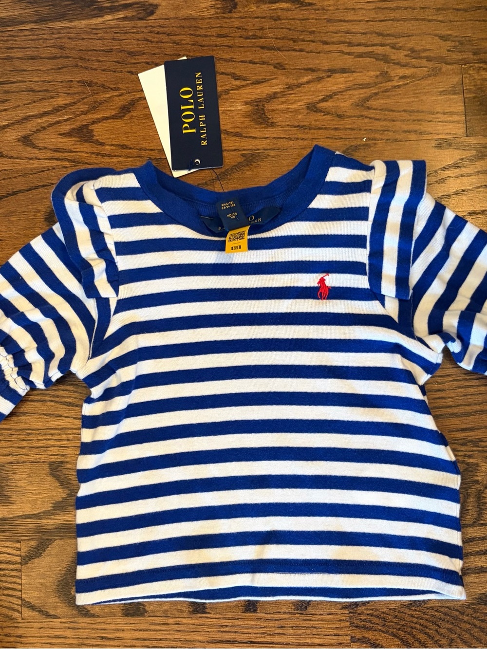Polo by Ralph Lauren Blue & White Striped Shirt with Red Pony